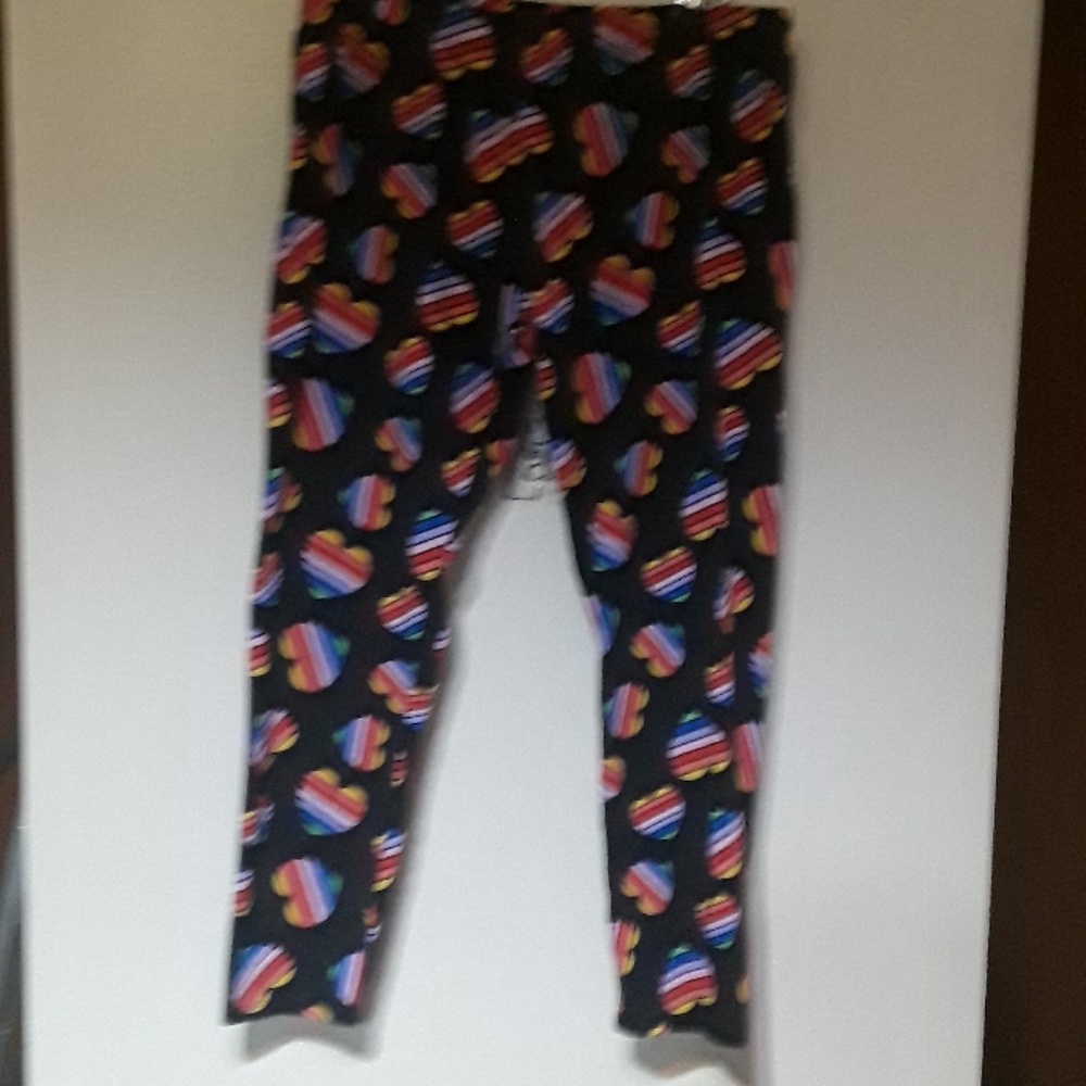 Black leggings with colorful hearts